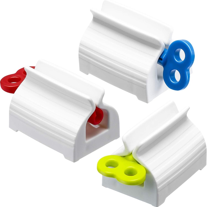 Set 3 dispozitiv pentru stors pasta de dinti, Ronyes®, 4x5.5x3.5cm, ABS, Multicolor