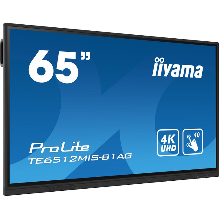 IIYAMA ProLite TE6512MIS-B1AG Monitor, IPS, LED, 4K UHD, VGA, HDMI, USB-C, WiFi/iiware, Android11, ScreenSharePro, 65 hüvelykes, fekete