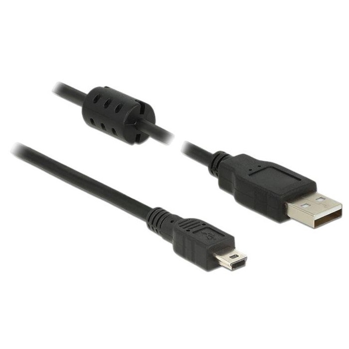 Cablu conector USB 2.0 tip A tata > USB 2.0 Mini-B tata, DeLock, 1 m, Negru