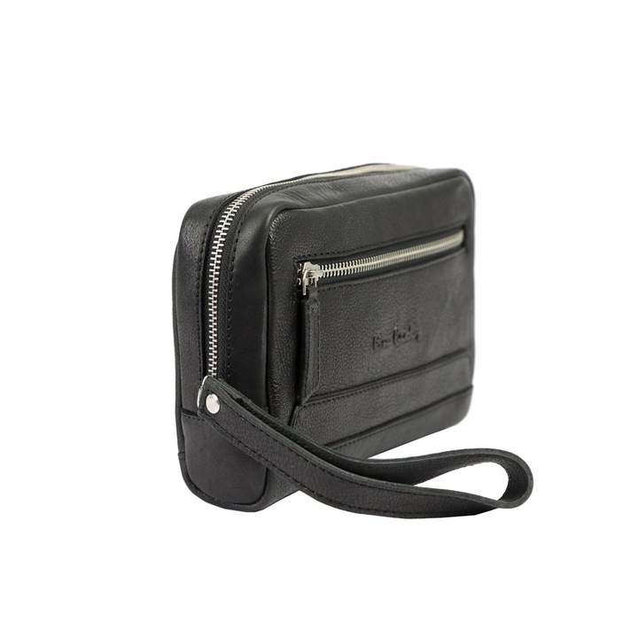 Geanta barbati, Pierre Cardin, Piele naturala, Negru