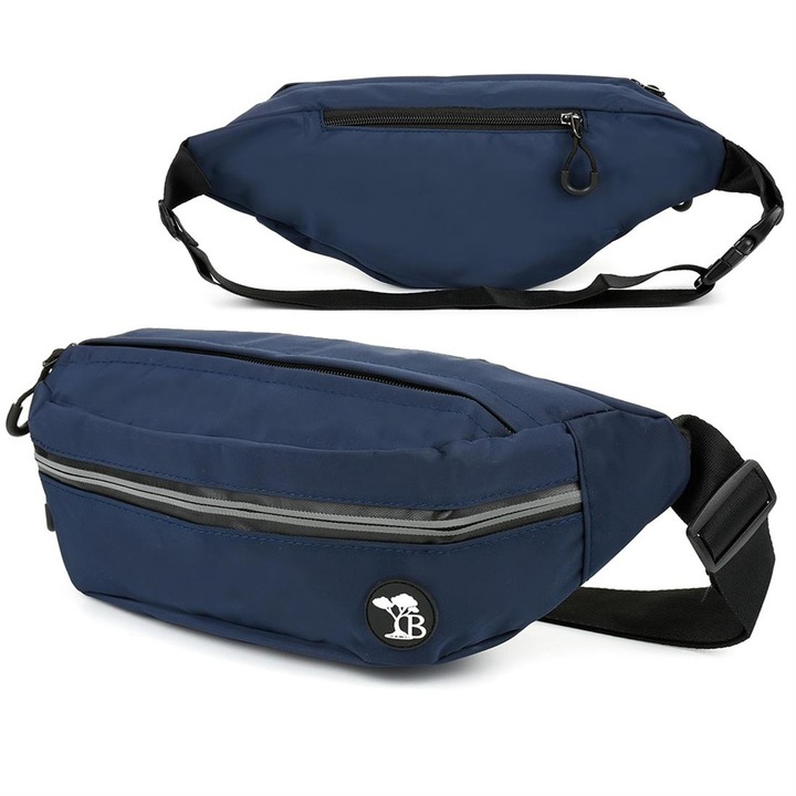 Férfi vízálló táska, Beltimore, Természetes bőr, sötétkék/fekete