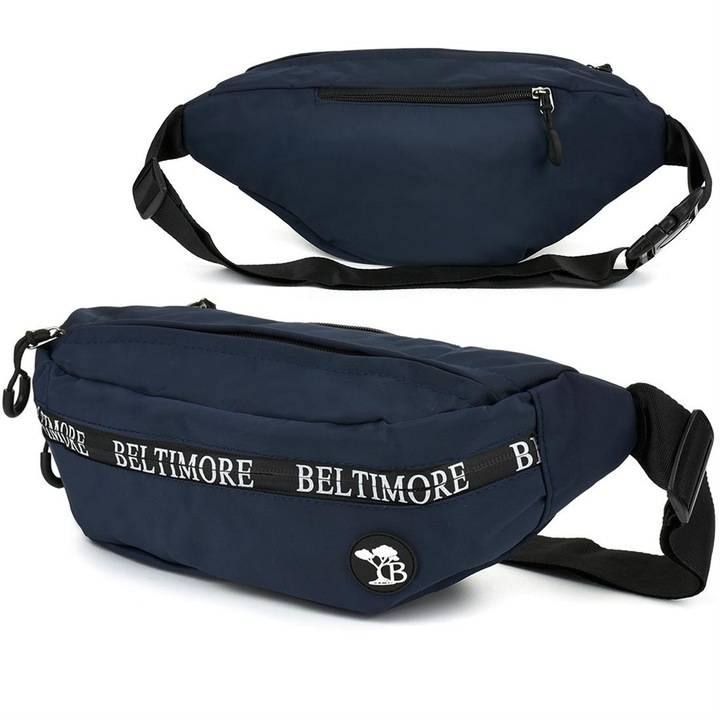 Мъжка чанта Beltimore, Водоустойчива, Естествена кожа, Тъмносин/Черен