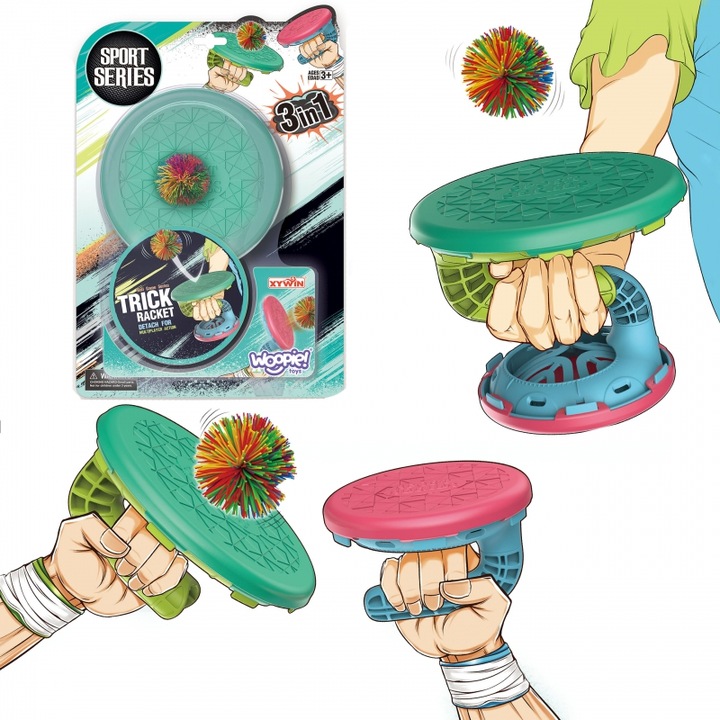 Set joc de indemanare WOOPIE, 2 palete, 2 mingi, multicolor