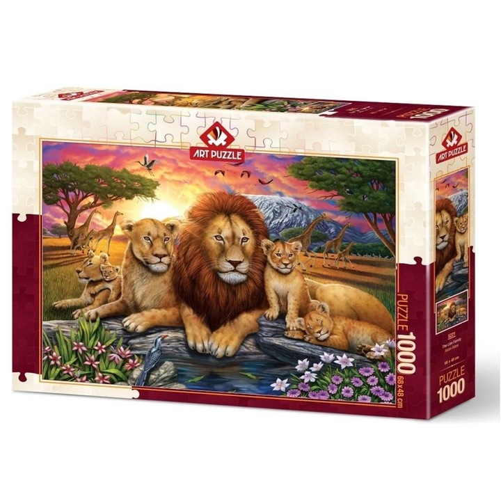 Puzzle Familie de lei, ArtPuzzle, Carton, 68 x 48 cm, 1000 piese