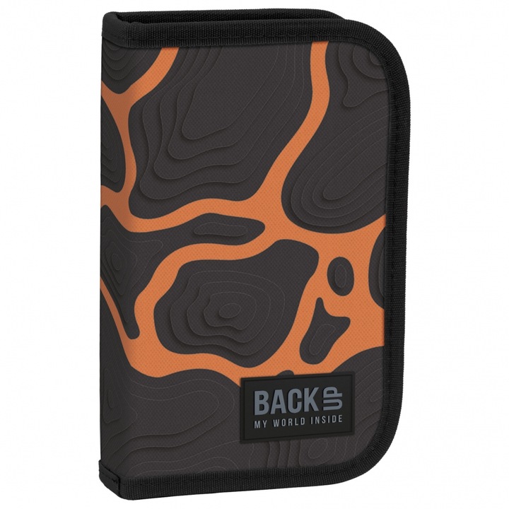 Kiegészítő tolltartó fiúknak, BackUp, barna/narancs