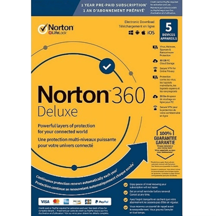Licenta pentru Norton 360 Deluxe, 1 an, 5 dispozitive