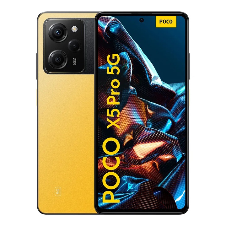 Мобилен телефон Poco X5 Pro, 5G, Dual Sim, 256GB, 8GB RAM, Жълт