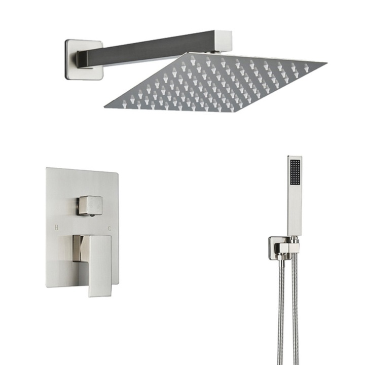 Смесител за душ, Blackswan, тип M186, модел никел, двупътен, размер 30 см