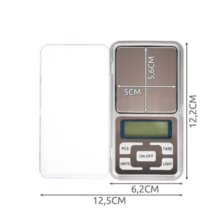 Mini cantar electronic de buzunar, Ruhhy, afisaj LCD, precizie de 0.01g, capacitate pana la 200g