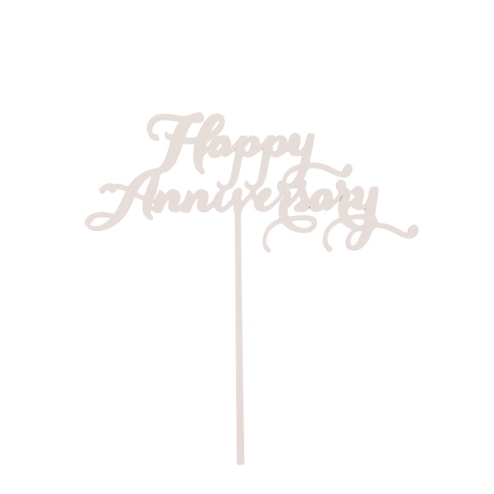 Декорация за торта "HAPPY ANNIVERSARY", бяла слонова кост 22 x 21,5 cm