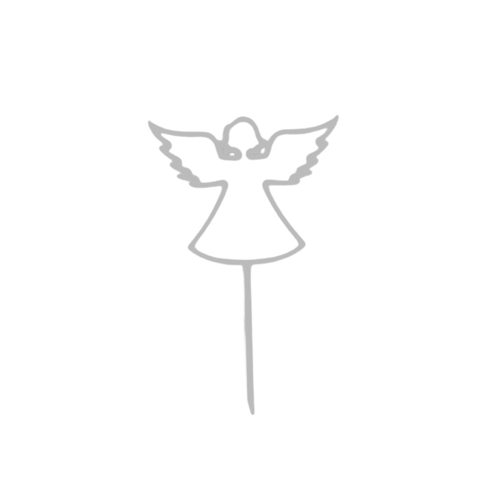 Tortafedő díszítés "ANGYAL", angyal, ezüst 12,5 x 8 cm