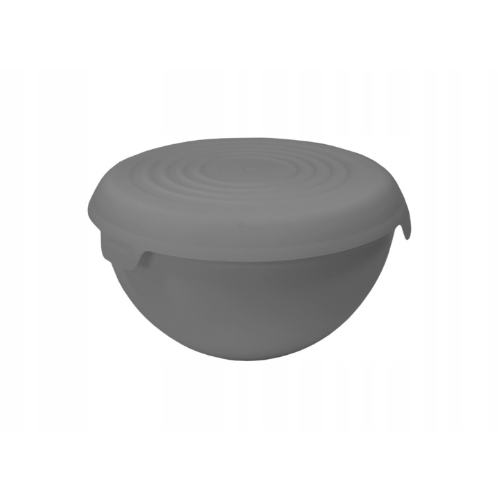 Bol bucatarie cu capac 3L pentru salate, mancare, depozitare, Practic, Gri