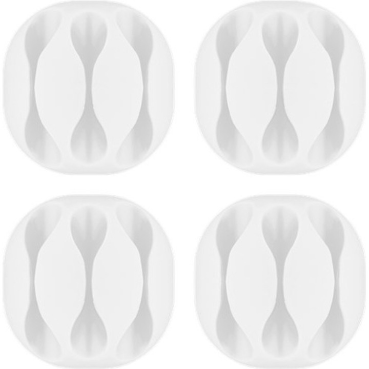 3-слотови щипки за управление на кабели Goobay, комплект от 4, бели