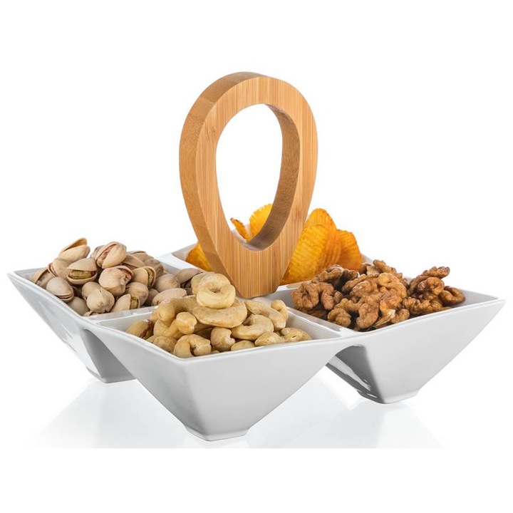 Bol de salata impartit pentru dips gustari 21x21x17.5cm