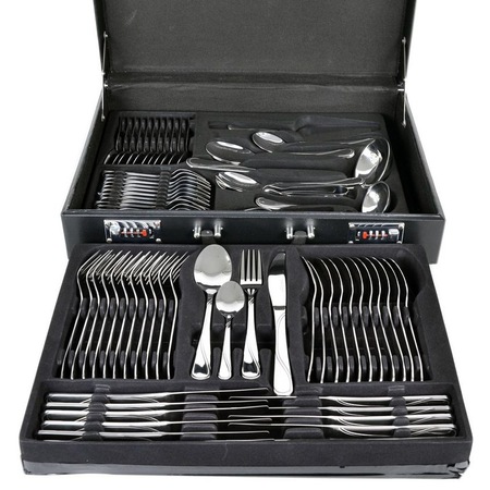Set 72 tacamuri cu valiza, Odelo, Inox, Pentru 12 persoane, Argintiu