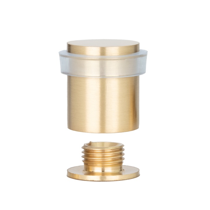 Opritor de usa, instalare cu surub, alama, finisaj mat si cauciuc transparent, 20x25mm, Evi Herrajes, 040180TCBMT