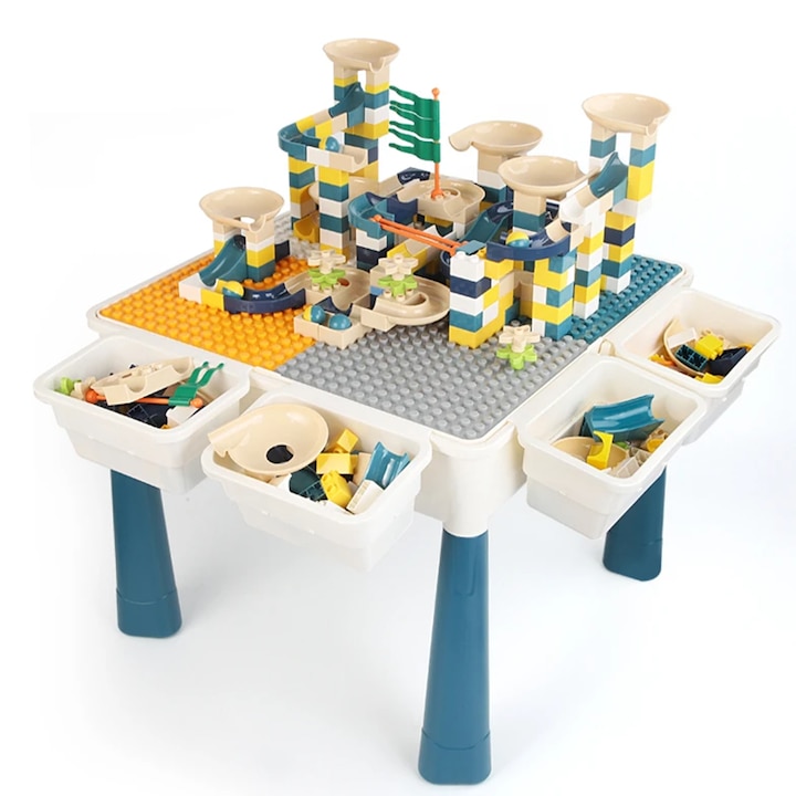 Set masa activitati si scaunel pentru copii, cu 4 cutii depozitare jucarii, 42.5 cm x 32.5