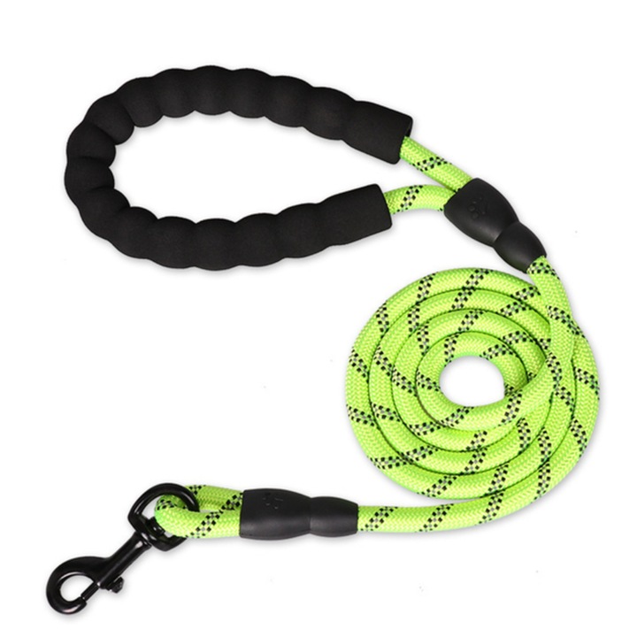 Kiképző kutya póráz, Zola®, 150x1 cm, habszivacs nyél, fényvisszaverő anyag, zöld
