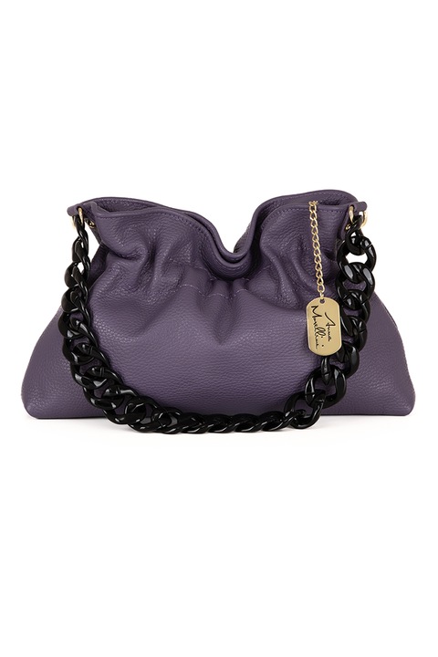 Anna Morellini, Geanta de piele cu maner de lant, Violet prafuit