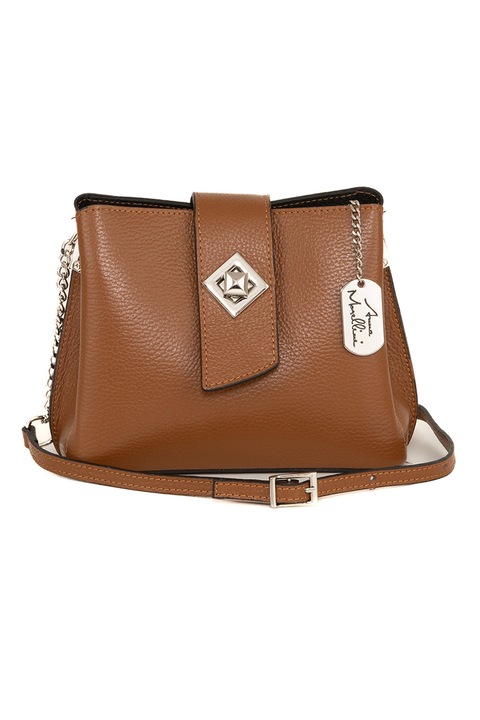 Anna Morellini, Geanta crossbody mica de piele cu logo, Caramel