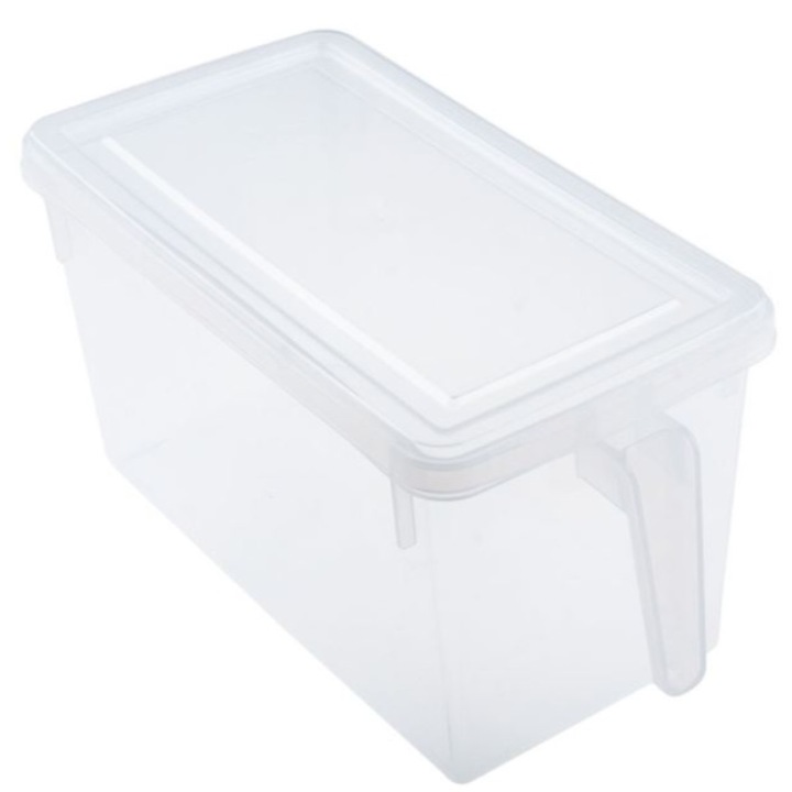 Хладилен органайзер с капак и дръжка, пластмаса, прозрачен, 31.5x15.5x16 см, M Deco