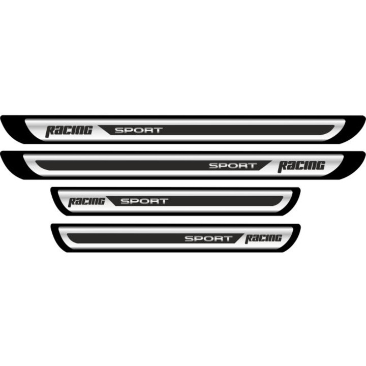 Комплект от 4 броя протектори за прагове от хромиран стикер - Racing Sport