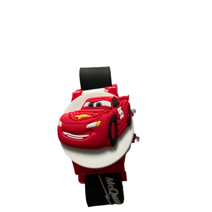 Детски дигитален часовник за кола Red Mcqueen с черна каишка