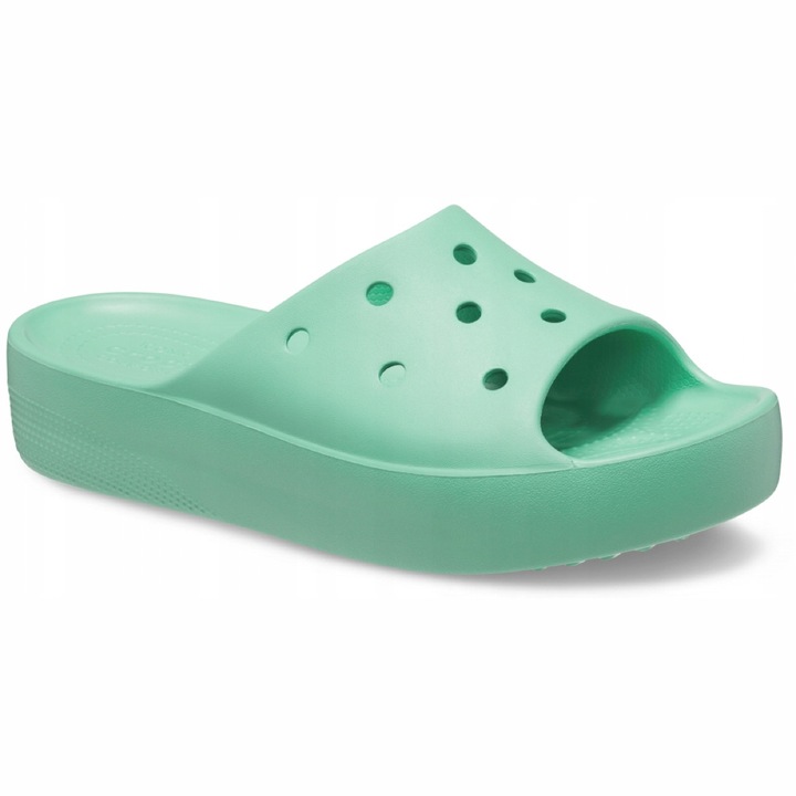Saboti Femei, Crocs. Classic Platform Slide, Croslite, Verde