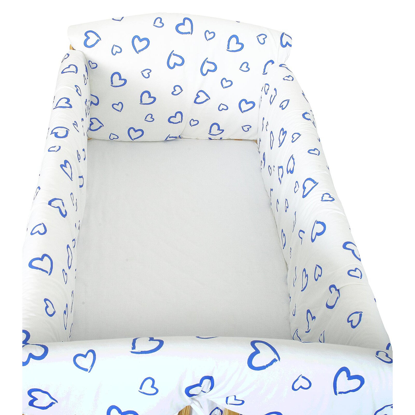 Lenjerie patut 7 piese, Maxi, inimioare bluemarin, 120x60 cm