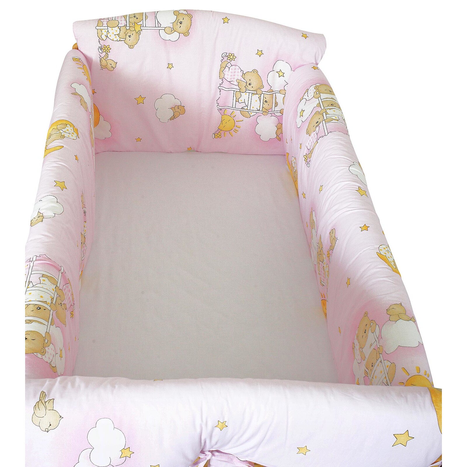 Lenjerie patut 7 piese, Maxi, ursuletul somnoros roz, 120x60 cm