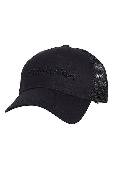 CALVIN KLEIN, Шапка от органичен памук с лого, черна