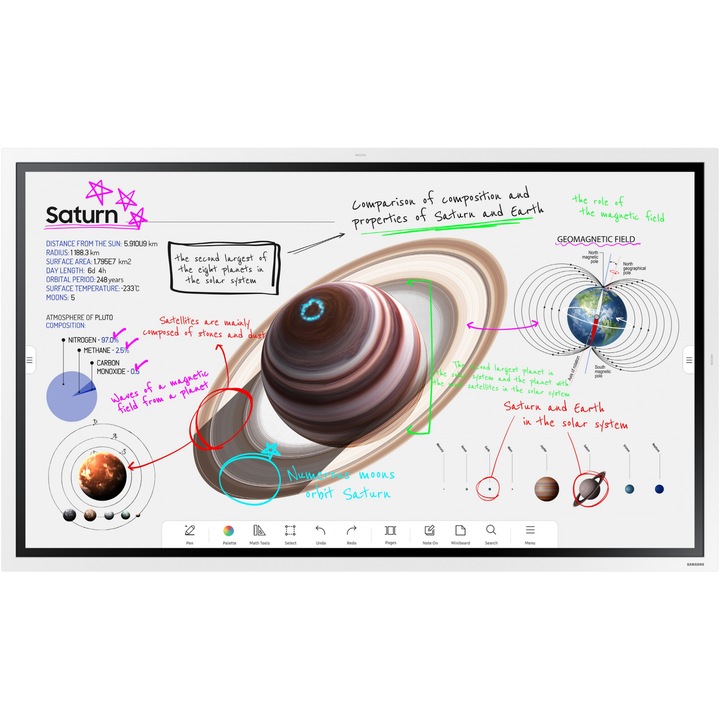 138,68cm/55'' (3840x2160) Samsung Flip Pro WM55B 16:9 LCD HDMI DP USB-C 2channel Speaker 4K UHD MultiTouch White Gray (LH55WMBWBGCXEN) - Monitor