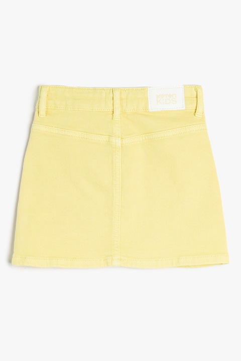 KOTON, Fusta mini din denim cu buzunare laterale, Galben pal, 104-110 CM