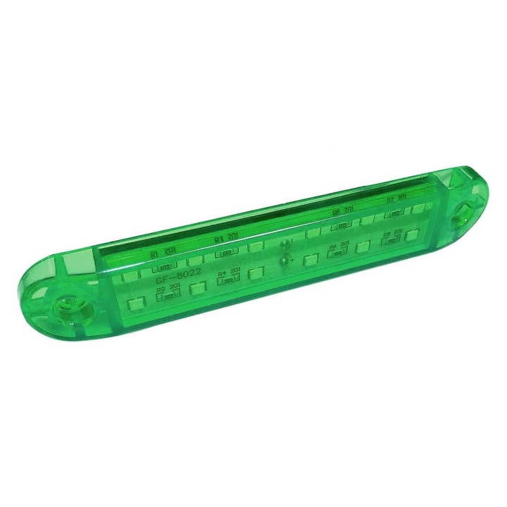 Led lampa, gabarit, cu 12 LED-uri pentru camion, remorca, autobuz, furgoneta, rulota, platforma 24V, verde