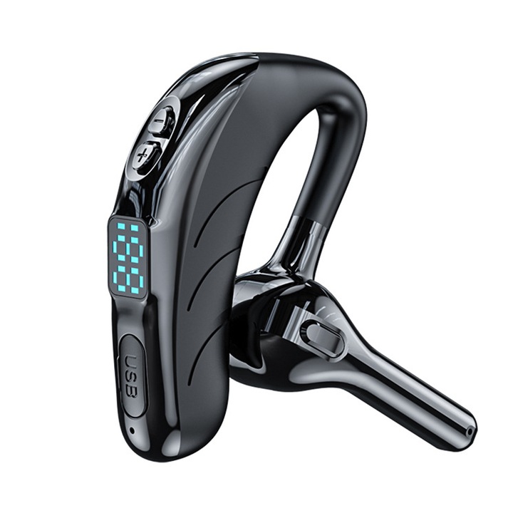 X13 Vezeték nélküli headset, Bluetooth 5.2, HD hangminőség, LED képernyő, érintésvezérlés, fekete