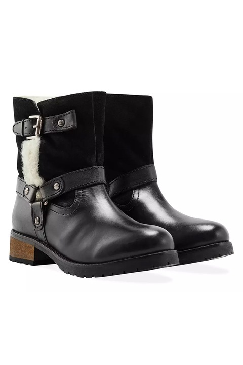 Cizme de damă Redfoot B14-00570, cu fermoar, piele naturală, căptușeală caldă, Negru
