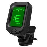 Tuner multifunctional, Zggzerg, Cu afisaj LCD, Rotire de 360°, Portabil, Optiuni de moduri multiple, Conceput pentru chitara, bas, vioara si ukulele, Negru