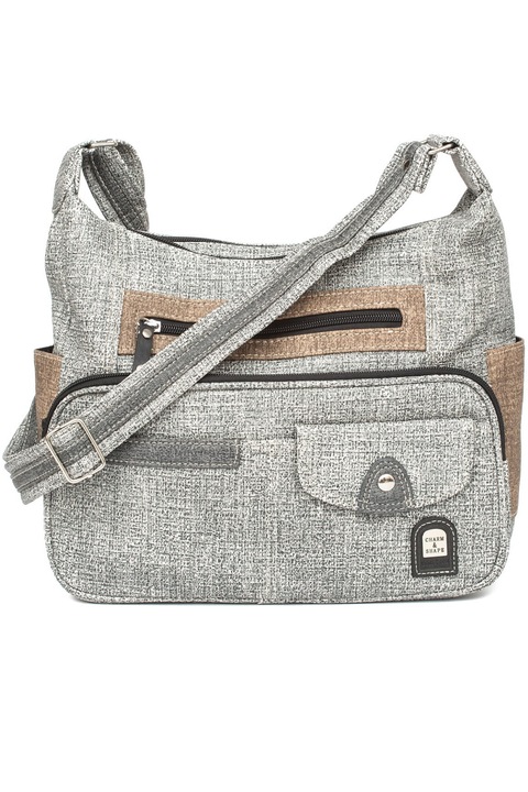 Poseta medie de dama, Kaletnik, Piele naturala, DF15131, Gri