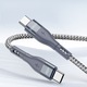 USB към USB Type-C кабел за зареждане/пренос на данни, дължина 1M, 65W, Бързо зареждане, подсилен, сив, KOF-BBL7993