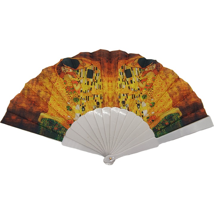 Evantai pliabil, plastic, Pictura celebra, Sarutul, Klimt, 23x2x3 cm, multicolor