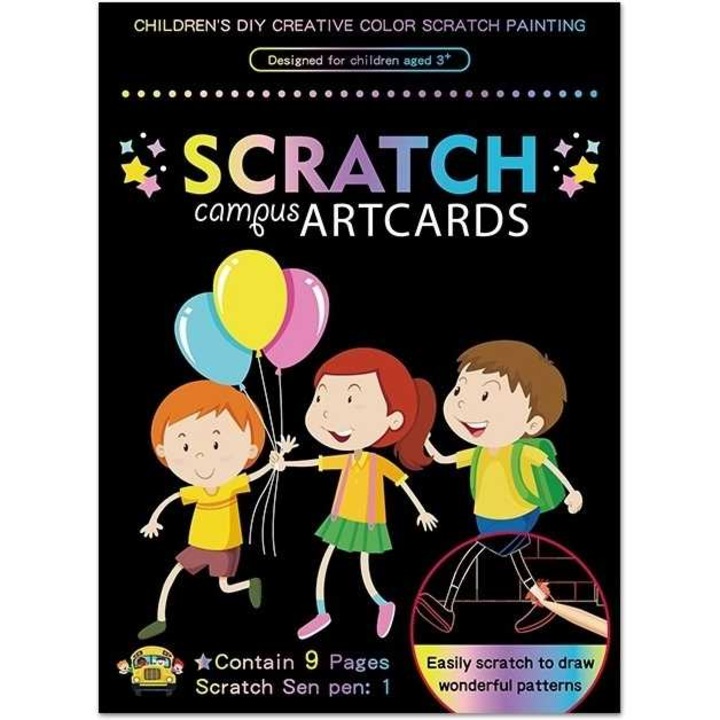 Set 9 planse razuibile Scratch ArtCards, Bambinice, Campus
