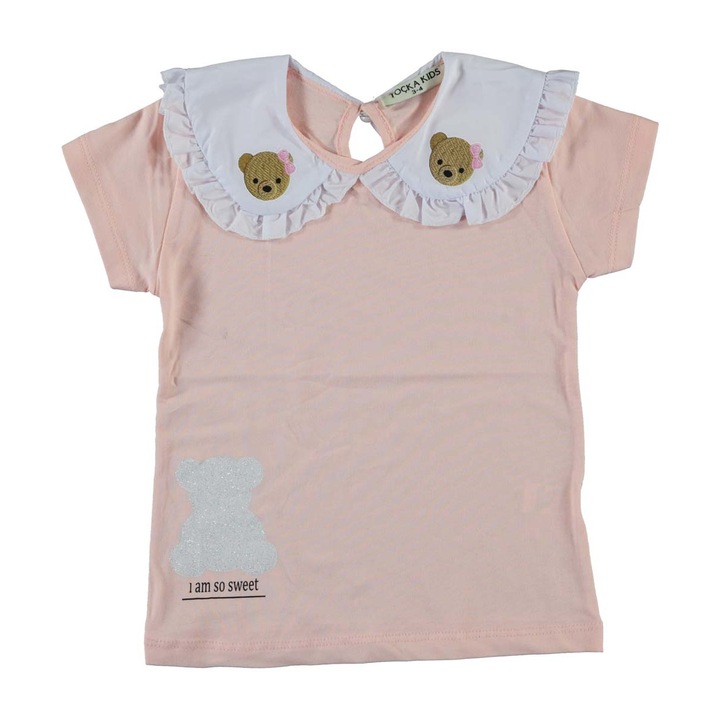 Lányoknak galléros póló, Halvány rózsaszín