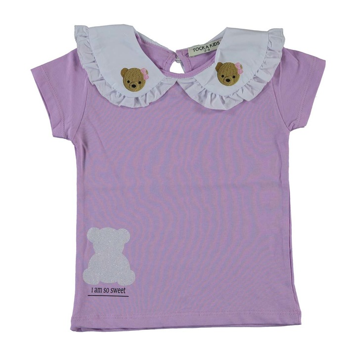 Lányoknak galléros póló, Halványlila