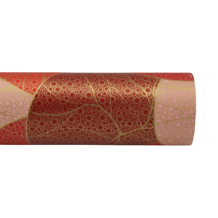 Опаковъчна хартия за подаръци стилизирани червени кръгове 200х70 см