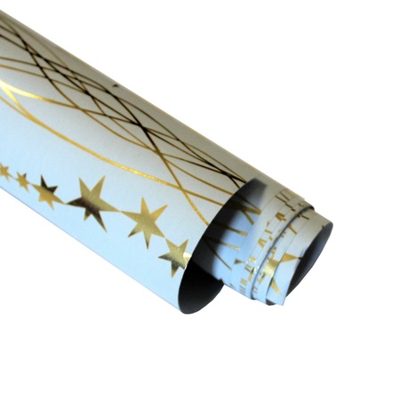 Hartie ambalat cadouri Craciun, dungulite-stelute, auriu, 200X70 cm