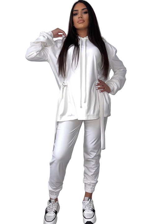 Trening dama catifea oversize, Deependent, alb, Alb