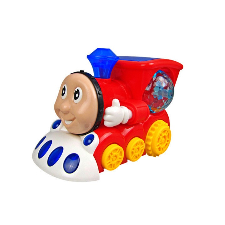 Jucarie interactiva, Locomotiva cu lumini si muzica pentru copii, miscare si rotire 360°, rosu