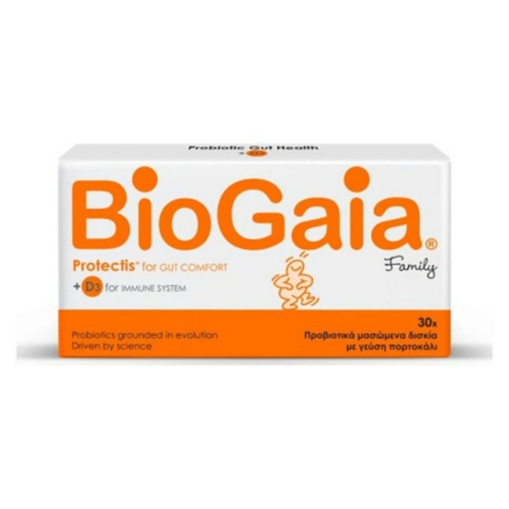 Supliment alimentar tulburari gastrointestinale, BioGaia, Aroma portocale, 30 tablete masticabile