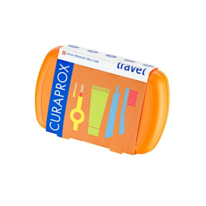Utazószett szájápoláshoz, Curaprox, 4 db, Narancs