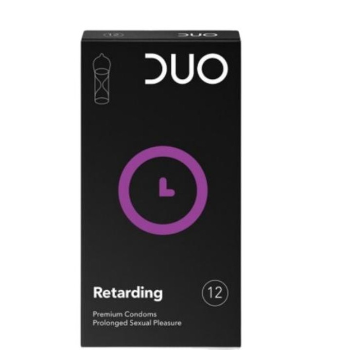 Prezervative DUO, Retarding, Latex, 12 bucati